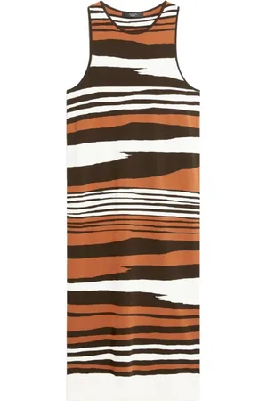 Max Mara Femme, Robes, Multicolore, Taille: 38 FR Élégante robe midi à col rond avec motif saisissant