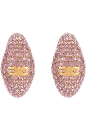 Elisabetta Franchi Femme, Accessoires, Violet, Taille: ONE Size Boucles d`Oreilles Demi-Lune Quartz