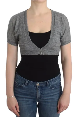 ERMANNO SCERVINO Femme, Pulls, Gris, Taille: 38 FR Veste Boléro Grise en Laine d`Alpaga