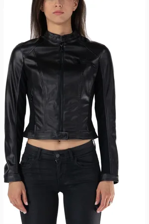 Guess Femme, Vestes, Noir, Taille: 42 FR Veste en similicuir New Fiammetta