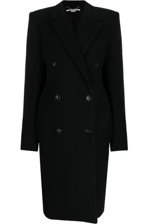 Stella McCartney Femme, Manteaux, Noir, Taille: 36 FR Manteau Noir Croisé