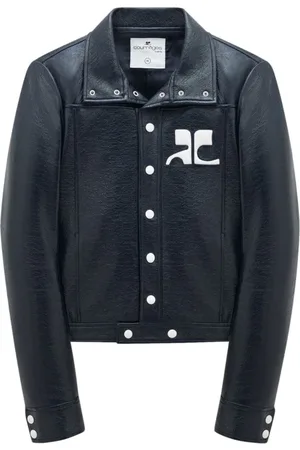 Courrèges Homme, Vestes, Bleu, Taille: XL Veste à Écusson Logo en Similicuir