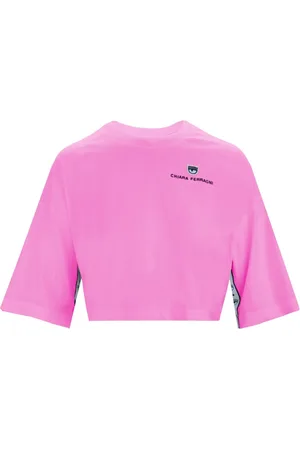 Chiara Ferragni Femme, Tops, Rose, Taille: 36 FR T-shirt Court Logo Brodé