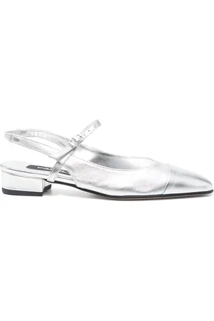 Carel Femme, Chaussures, Gris, Taille: 38 EU Ballerines argentées à bride arrière et semelle compensée