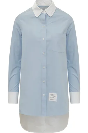 Thom Browne Femme, Blouses et Chemises, Bleu, Taille: 38 FR Chemise Boutonnée à Détails Torsadés