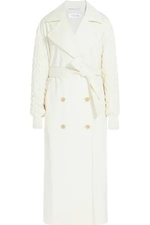 Max Mara Femme, Manteaux, Blanc, Taille: 36 FR Trench-coat avec manches en maille palmier