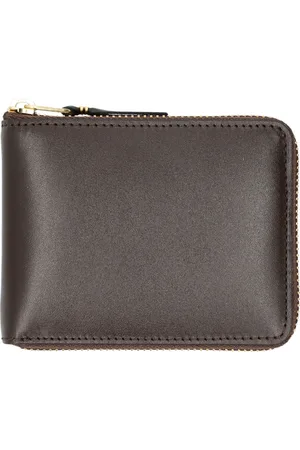 Comme des Garçons Unisex, Accessoires, Brun, Taille: ONE Size Portefeuille zippé en cuir marron