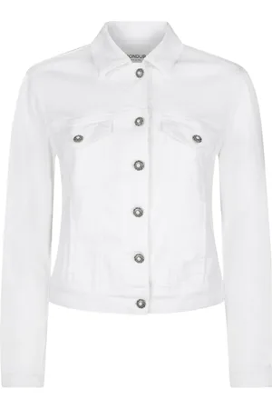 Dondup Femme, Vestes, Blanc, Taille: 40 FR Veste en Denim Blanc avec Boutons Bijoux