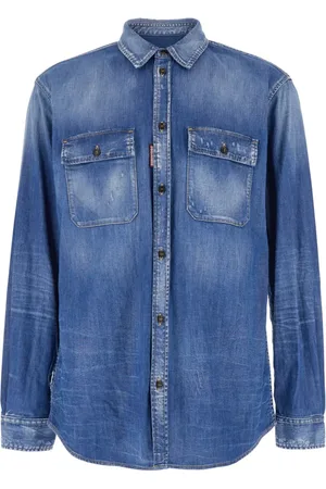 Dsquared2 Homme, Chemises, Bleu, Taille: M Veste en jean bleu avec écusson logo