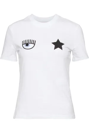 Chiara Ferragni Femme, Tops, Blanc, Taille: 36 FR T-shirt Étoile Brodée