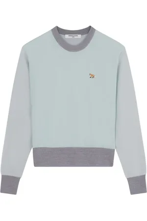 Maison Kitsuné Femme, Pulls, Bleu, Taille: 38 FR Pull en Maille Laine Renard