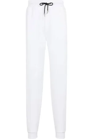 Roberto Cavalli Homme, Pantalons, Blanc, Taille: XL Pantalon de survêtement à logo imprimé et pendentifs dents de tigre