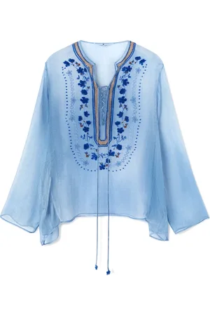 ERMANNO SCERVINO Femme, Blouses et Chemises, Bleu, Taille: 34 FR Élégante Robe Caftan