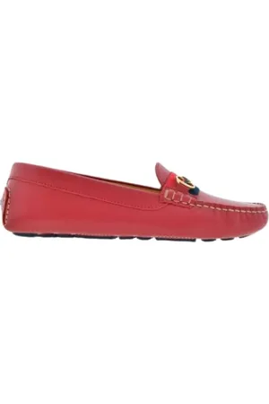 Carolina Herrera Femme, Chaussures, Rouge, Taille: 36 EU Mocassins en Cuir Rouge Insignia