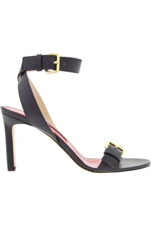 Carolina Herrera Femme, Chaussures, Brun, Taille: 39 EU Sandale à talon en cuir marron à brides croisées