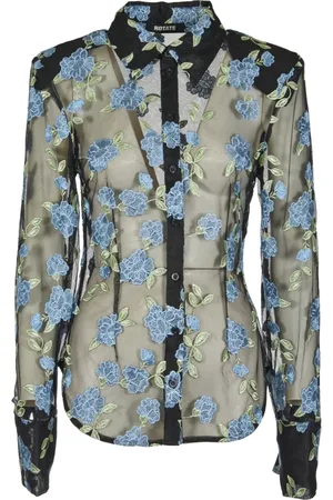 ROTATE Femme, Blouses et Chemises, Noir, Taille: 38 FR Chemise Noire Ajustée en Maille