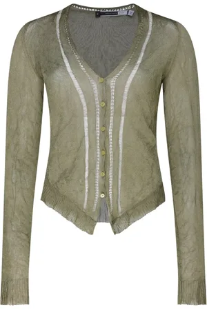 Sportmax Femme, Pulls, Vert, Taille: 40 FR Cardigan Vert avec Détails Transparents