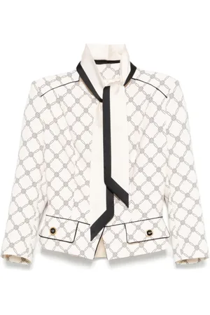 Elisabetta Franchi Femme, Vestes, Blanc, Taille: 44 FR Veste Blanche avec Détails Écharpe