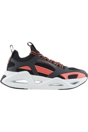 EA7 Homme, Chaussures, Noir, Taille: 44 EU Baskets Noires et Rouges avec Empiècements en Mesh et Thermoplastique