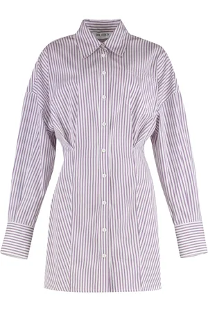 The Attico Femme, Robes, Rose, Taille: 38 FR Robe-chemise en coton rayé avec poche avant