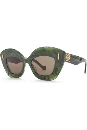 Loewe Femme, Accessoires, Vert, Taille: ONE Size Lunettes de soleil œil-de-chat vert marbré