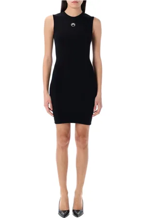 Marine Serre Femme, Robes, Noir, Taille: 40 FR Robe Mini Tricotée Logo Lune