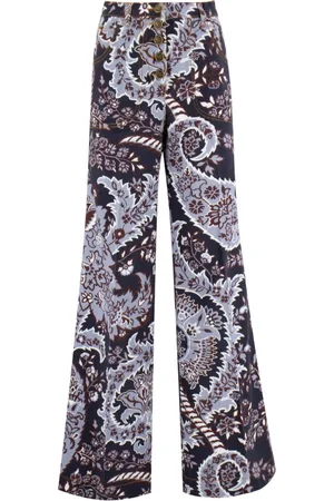 Etro Femme, Jeans, Multicolore, Taille: W29 Jean Évasé Floral en Denim Jacquard de Coton