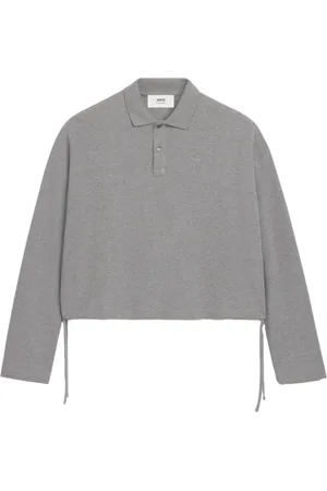 Ami Homme, Tops, Gris, Taille: M Polo Brodé Court