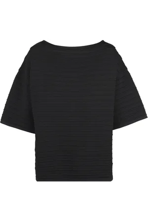 LIVIANA CONTI Femme, Tops, Noir, Taille: 38 FR Top en maille gaufrée à encolure bateau