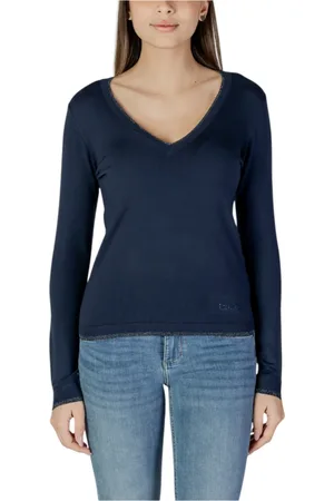 Liu Jo Femme, Pulls, Bleu, Taille: 44 FR Pull Tricot Col V Bleu