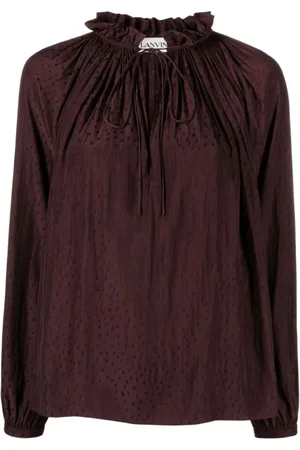 Lanvin Femme, Blouses et Chemises, Brun, Taille: 40 FR Blouse Évasée à Manches Longues
