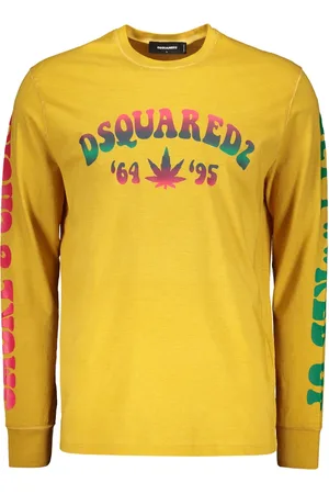 Dsquared2 Homme, Tops, Jaune, Taille: 2XL T-shirt en coton avec logo imprimé sur le devant