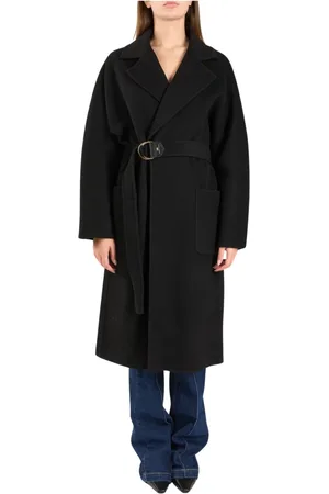 Elisabetta Franchi Femme, Manteaux, Noir, Taille: 40 FR Manteau croisé ceinturé
