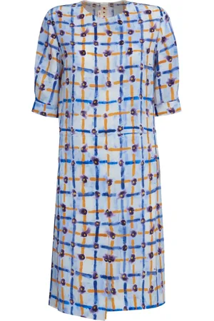 Marni Femme, Robes, Multicolore, Taille: 38 FR Robe Trapèze en Crêpe de Chine avec Imprimé Saraband