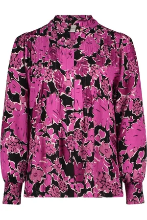 Fabienne Chapot Femme, Blouses et Chemises, Multicolore, Taille: 36 FR Blouse Florale Rose à Col Mandarin