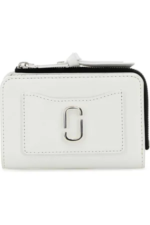 Marc Jacobs Femme, Accessoires, Blanc, Taille: ONE Size Portefeuille fin Snapshot Utility en cuir blanc