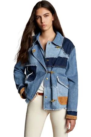FAY Femme, Vestes, Bleu, Taille: 38 FR Veste en jean patchwork