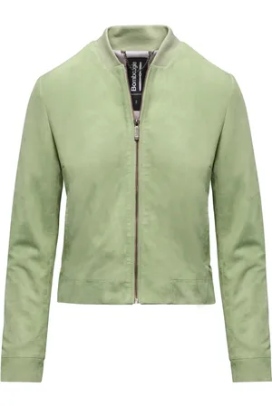 Bomboogie Femme, Vestes, Vert, Taille: 38 FR Veste en Cuir Suédé