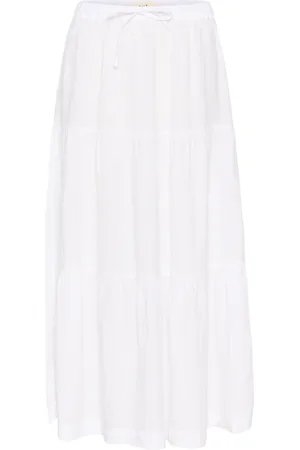Part Two Femme, Jupes, Blanc, Taille: 40 FR Jupe à Taille Élastique et Mouvement Élégant