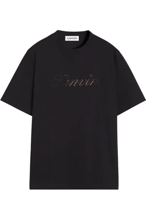 Lanvin Homme, Tops, Noir, Taille: XL T-shirt Noir en Denim avec Logo Script