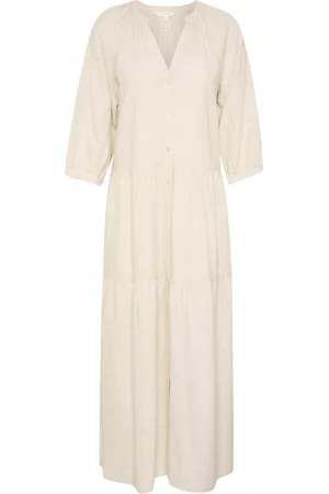 Part Two Femme, Robes, Brun, Taille: 42 FR Robe Chêne Français avec Col en V
