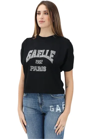 GAËLLE Femme, Tops, Noir, Taille: 38 FR T-shirt noir avec style sporty-chic