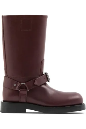 Burberry Femme, Chaussures, Rouge, Taille: 36 EU Bottes en cuir à boucle de selle