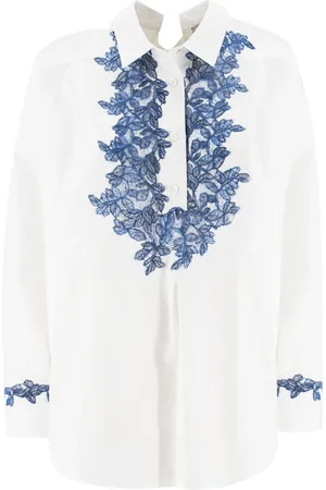 ERMANNO SCERVINO Femme, Blouses et Chemises, Blanc, Taille: 36 FR Chemise Brodée de Fleurs avec Détail de