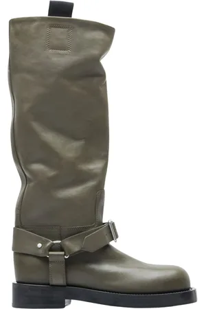 Burberry Femme, Chaussures, Vert, Taille: 36 EU Bottes Hautes en Cuir à Boucle