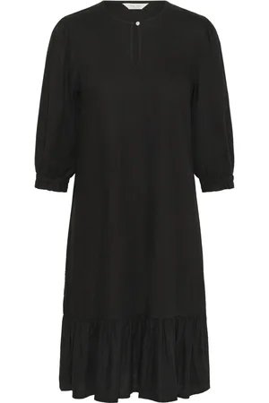 Part Two Femme, Robes, Noir, Taille: 44 FR Robe Noire avec Ourlet à Volants