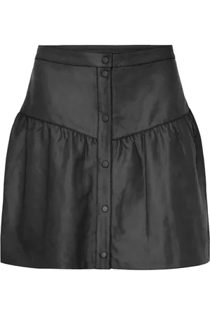 Notyz Femme, Jupes, Noir, Taille: 36 FR Jupe en cuir boutonnée