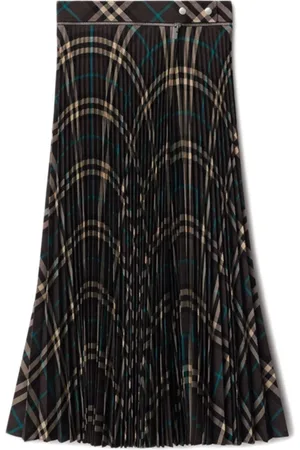 Burberry Femme, Jupes, Vert, Taille: 36 FR Jupe plissée à carreaux en mélange de laine verte