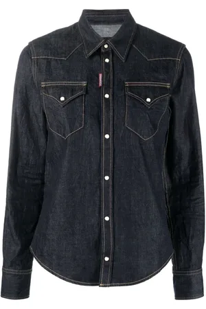Dsquared2 Femme, Blouses et Chemises, Bleu, Taille: 42 FR Chemise en denim boutonnée à manches longues