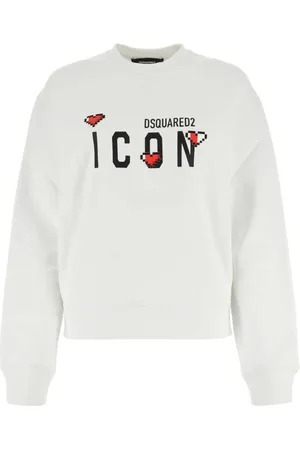 Dsquared2 Femme, Sweatshirts et sweats à capuche, Blanc, Taille: 38 FR SweaT-shirt en coton